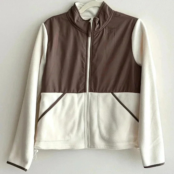 BearPaw Outdoors Polar Fleece Zip Up Jacket, Taupe/Cream, Size Medium - Picture 1 of 16